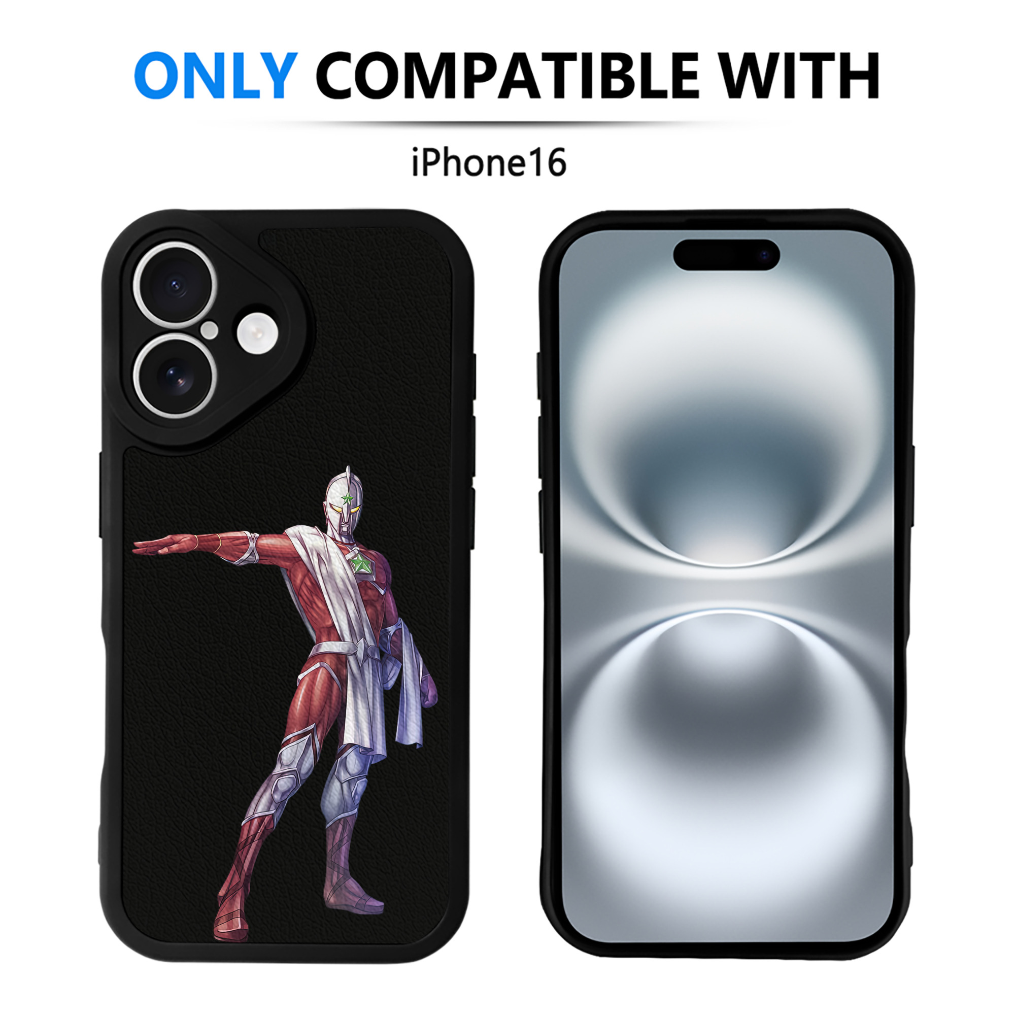 （画像用） ウルトラマン Ultraman 【iPhone 16シリーズ対応】シリコンスマホケース（レザー調） 材質：シリコン